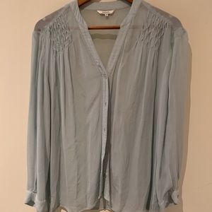 Sandwich gauzy aqua blouse